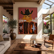"POP Art" - Modern Heavy Impasto Western Animal Artwork | Rich Color Palette Knife Painting | Luxury Vertical Wall Art #Q 62