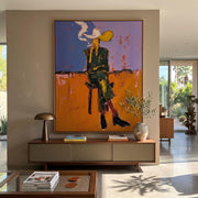 "POP Art" - Modern Heavy Impasto Western Animal Artwork | Rich Color Palette Knife Painting | Luxury Vertical Wall Art #Q 61