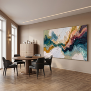Floating Etherea – Heavy Texture Colorful Abstract Painting | Modern Wabi-Sabi Living Room Art #Q 545