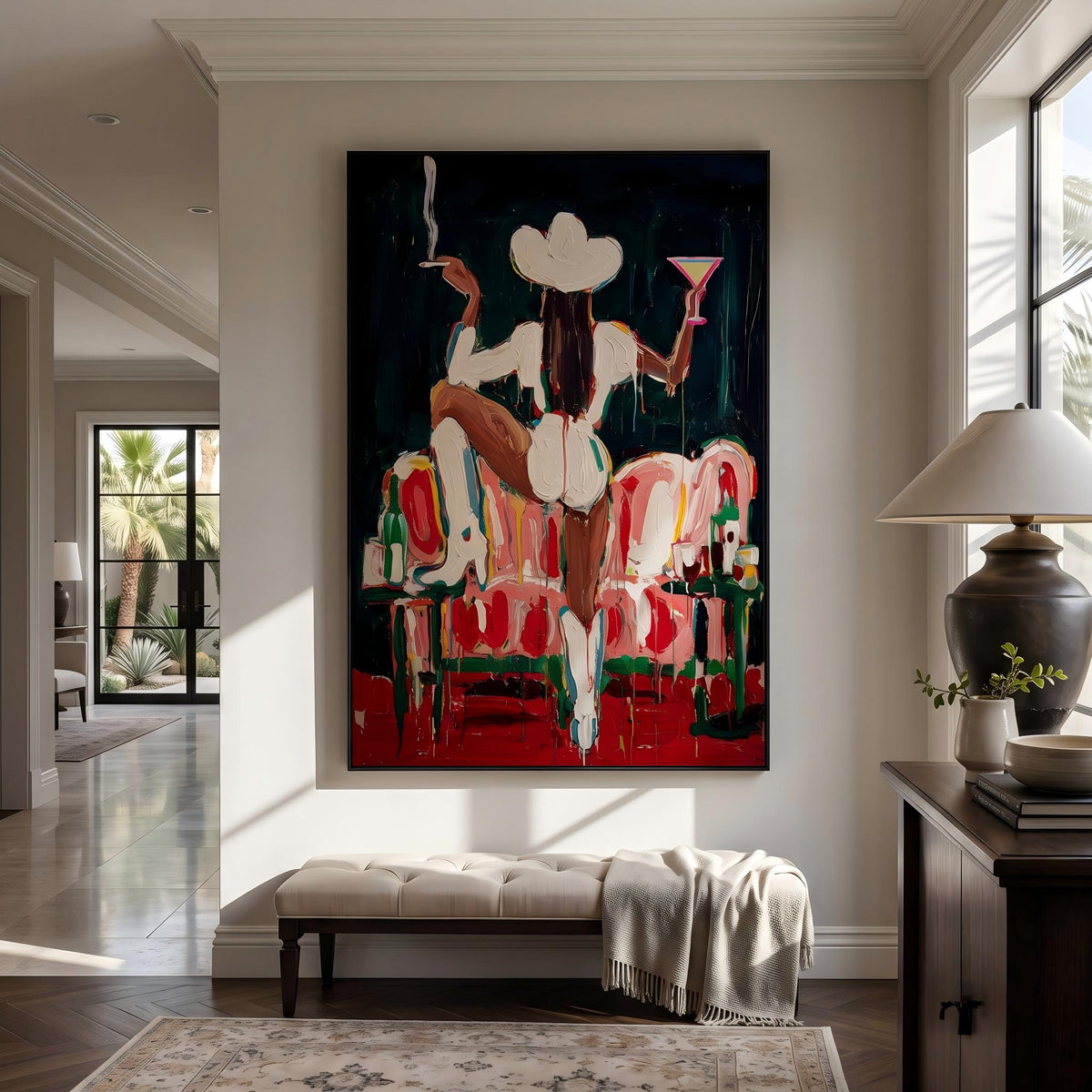 "POP Art" - Modern Heavy Impasto Western Animal Artwork | Rich Color Palette Knife Painting | Luxury Vertical Wall Art #Q 59