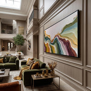 "3D-Textured Art｜Color Flowing Layer" - Modern Heavy Impasto Abstract Artwork | 3D Rich Color Palette Knife Painting | Luxury Vertical Wall Art #Q 33