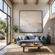 "Abstract Art｜Square Hazy Abstract Seascape" - Modern Heavy Impasto Abstract Artwork | Rich Color Palette Knife Painting | Luxury Square Wall Art #Q 22