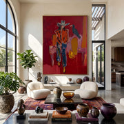 "POP Art" - Modern Heavy Impasto Abstract Artwork | Rich Color Palette Knife Painting | Luxury Vertical Wall Art #Q 57