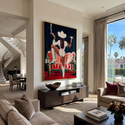 "POP Art" - Modern Heavy Impasto Western Animal Artwork | Rich Color Palette Knife Painting | Luxury Vertical Wall Art #Q 59