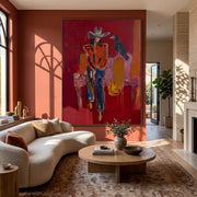 "POP Art" - Modern Heavy Impasto Abstract Artwork | Rich Color Palette Knife Painting | Luxury Vertical Wall Art #Q 57