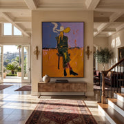 "POP Art" - Modern Heavy Impasto Western Animal Artwork | Rich Color Palette Knife Painting | Luxury Vertical Wall Art #Q 61