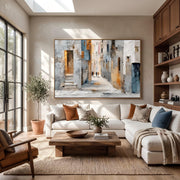 "Impressionist Art｜European Old Town Street" - Modern Heavy Impasto Abstract Artwork | Rich Color Palette Knife Painting | Luxury Horizontal Wall Art #Q 43