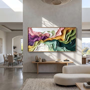"Abstract Art｜Boho Flow Color Abstract Canvas Print" - Modern Heavy Impasto Abstract Artwork | Rich Color Palette Knife Painting | Luxury Vertical Wall Art #Q 20