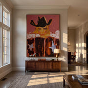 "POP Art" - Modern Heavy Impasto Western Animal Artwork | Rich Color Palette Knife Painting | Luxury Vertical Wall Art #Q 62