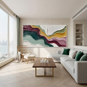 Rhythms of Nature – Modern Abstract Impasto Painting | Large Horizontal Wabi-Sabi Living Room Art #Q 543