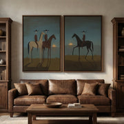 "Vintage Americana Art" - Modern Heavy Impasto Abstract Artwork | Rich Color Palette Knife Painting | Luxury Two-Panel Vertical Wall Art #Q 9