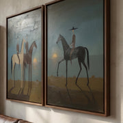 "Vintage Americana Art" - Modern Heavy Impasto Abstract Artwork | Rich Color Palette Knife Painting | Luxury Two-Panel Vertical Wall Art #Q 9