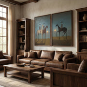 "Vintage Americana Art" - Modern Heavy Impasto Abstract Artwork | Rich Color Palette Knife Painting | Luxury Two-Panel Vertical Wall Art #Q 9