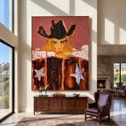 "POP Art" - Modern Heavy Impasto Western Animal Artwork | Rich Color Palette Knife Painting | Luxury Vertical Wall Art #Q 62
