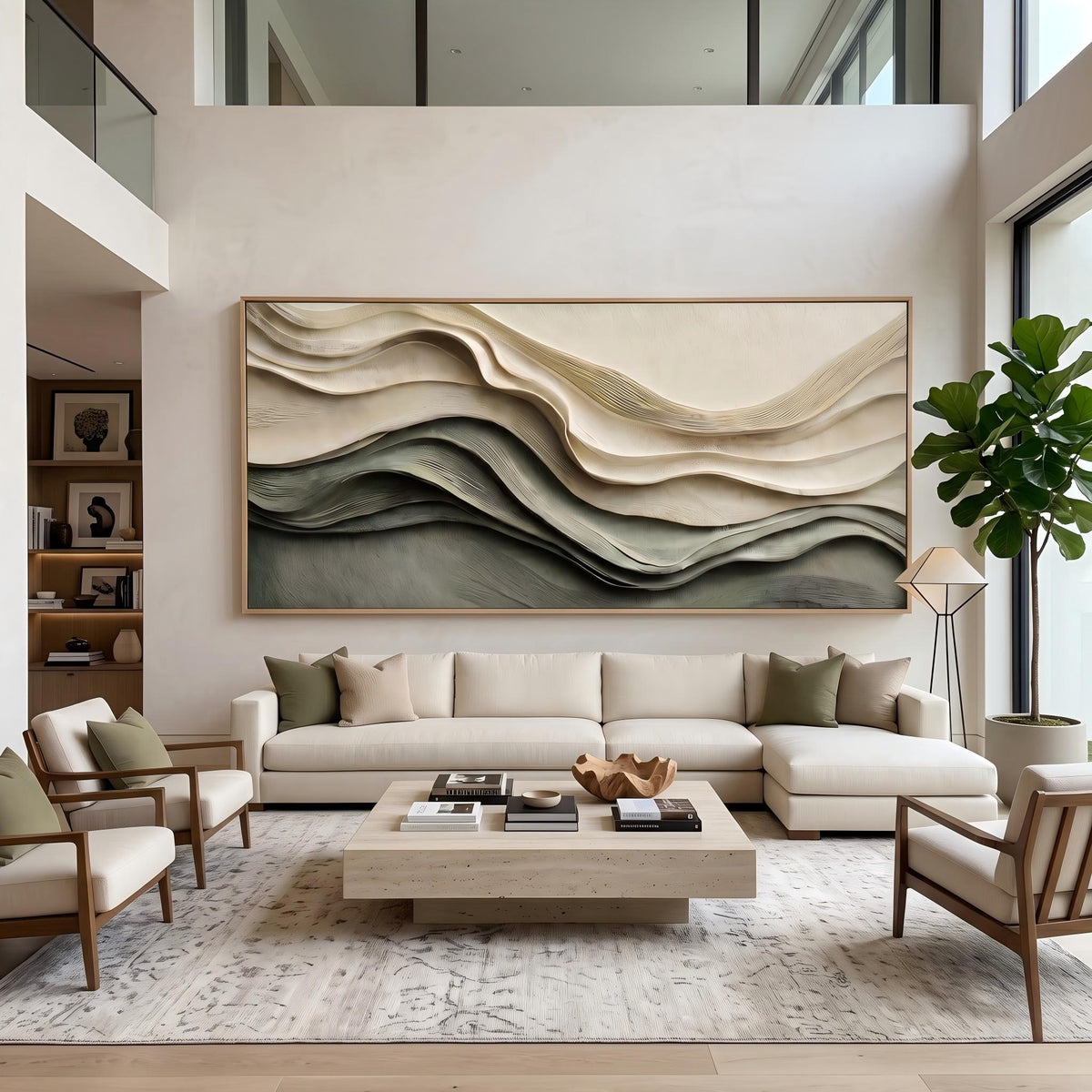 "3D Texture Abstract Art｜Layered Wave Abstract" - Modern Heavy Impasto Ocean Wave Seascape | 3D Rich Color Palette Knife Painting | Luxury Vertical Wall Art #Q 15