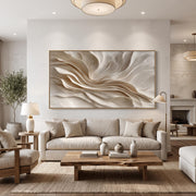 "3D-Textured Art｜Earthy‑Tone Soft Fold Abstract Wall" - Modern Heavy Impasto Abstract Artwork | 3D Rich Color Palette Knife Painting | Luxury Vertical Wall Art #Q 29