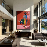 "POP Art" - Modern Heavy Impasto Western Animal Artwork | Rich Color Palette Knife Painting | Luxury Vertical Wall Art #Q 63