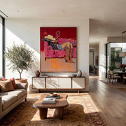 "POP Art" - Modern Heavy Impasto Western Animal Artwork | Rich Color Palette Knife Painting | Luxury Vertical Wall Art #Q 68