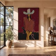 "POP Art" - Modern Heavy Impasto Western Animal Artwork | Rich Color Palette Knife Painting | Luxury Vertical Wall Art #Q 56