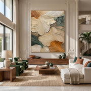 "3D-Textured Art｜Abstract Ginkgo Leaf" - Modern Heavy Impasto Botanical Tree Artwork | 3D Rich Color Palette Knife Painting | Luxury Vertical Wall Art #Q 30