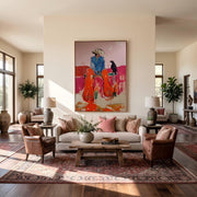 "POP Art" - Modern Heavy Impasto Abstract Artwork | Rich Color Palette Knife Painting | Luxury Vertical Wall Art #Q 64