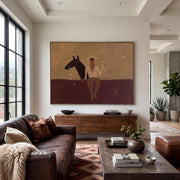 "Vintage Americana Art" - Modern Heavy Impasto Western Animal Artwork | Rich Color Palette Knife Painting | Luxury Horizontal Wall Art #Q 51