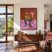 "POP Art" - Modern Heavy Impasto Abstract Artwork | Rich Color Palette Knife Painting | Luxury Vertical Wall Art #Q 60