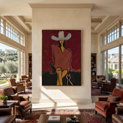 "POP Art" - Modern Heavy Impasto Western Animal Artwork | Rich Color Palette Knife Painting | Luxury Vertical Wall Art #Q 56
