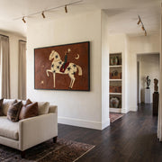 "Vintage Americana Art" - Modern Heavy Impasto Western Animal Artwork | Rich Color Palette Knife Painting | Luxury Horizontal Wall Art #Q 3