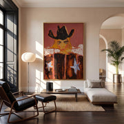 "POP Art" - Modern Heavy Impasto Western Animal Artwork | Rich Color Palette Knife Painting | Luxury Vertical Wall Art #Q 62