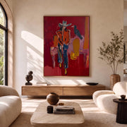 "POP Art" - Modern Heavy Impasto Abstract Artwork | Rich Color Palette Knife Painting | Luxury Vertical Wall Art #Q 57
