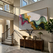 Earth's Veins – Modern Sculptural Texture Abstract Painting | Wabi-Sabi Vintage Green Entryway Wall Art #Q 539