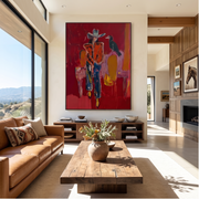 "POP Art" - Modern Heavy Impasto Abstract Artwork | Rich Color Palette Knife Painting | Luxury Vertical Wall Art #Q 57