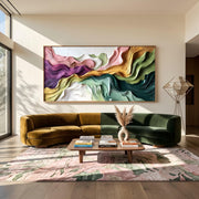 "Abstract Art｜Boho Flow Color Abstract Canvas Print" - Modern Heavy Impasto Abstract Artwork | Rich Color Palette Knife Painting | Luxury Vertical Wall Art #Q 20