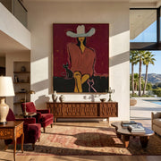 "POP Art" - Modern Heavy Impasto Western Animal Artwork | Rich Color Palette Knife Painting | Luxury Vertical Wall Art #Q 56