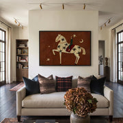 "Vintage Americana Art" - Modern Heavy Impasto Western Animal Artwork | Rich Color Palette Knife Painting | Luxury Horizontal Wall Art #Q 3