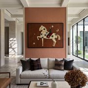 "Vintage Americana Art" - Modern Heavy Impasto Western Animal Artwork | Rich Color Palette Knife Painting | Luxury Horizontal Wall Art #Q 3