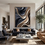 "3D-Textured Art｜Layered Wave" - Modern Heavy Impasto Ocean Wave Seascape | 3D Rich Color Palette Knife Painting | Luxury Vertical Wall Art #Q 45