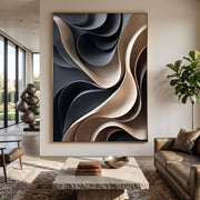 "3D-Textured Art｜Layered Wave" - Modern Heavy Impasto Ocean Wave Seascape | 3D Rich Color Palette Knife Painting | Luxury Vertical Wall Art #Q 45