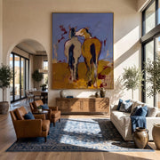 "POP Art" - Modern Heavy Impasto Abstract Artwork | Rich Color Palette Knife Painting | Luxury Vertical Wall Art #Q 55
