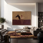 "Vintage Americana Art" - Modern Heavy Impasto Western Animal Artwork | Rich Color Palette Knife Painting | Luxury Horizontal Wall Art #Q 51