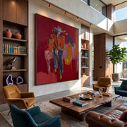 "POP Art" - Modern Heavy Impasto Abstract Artwork | Rich Color Palette Knife Painting | Luxury Vertical Wall Art #Q 57