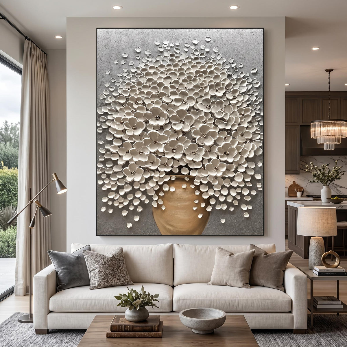 "3D-Textured Art｜Luxury 3D Blossom Wall" - Modern Heavy Impasto Floral Abstract | 3D Rich Color Palette Knife Painting | Luxury Vertical Wall Art #Q 31