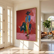 "POP Art" - Modern Heavy Impasto Western Animal Artwork | Rich Color Palette Knife Painting | Luxury Vertical Wall Art #Q 63