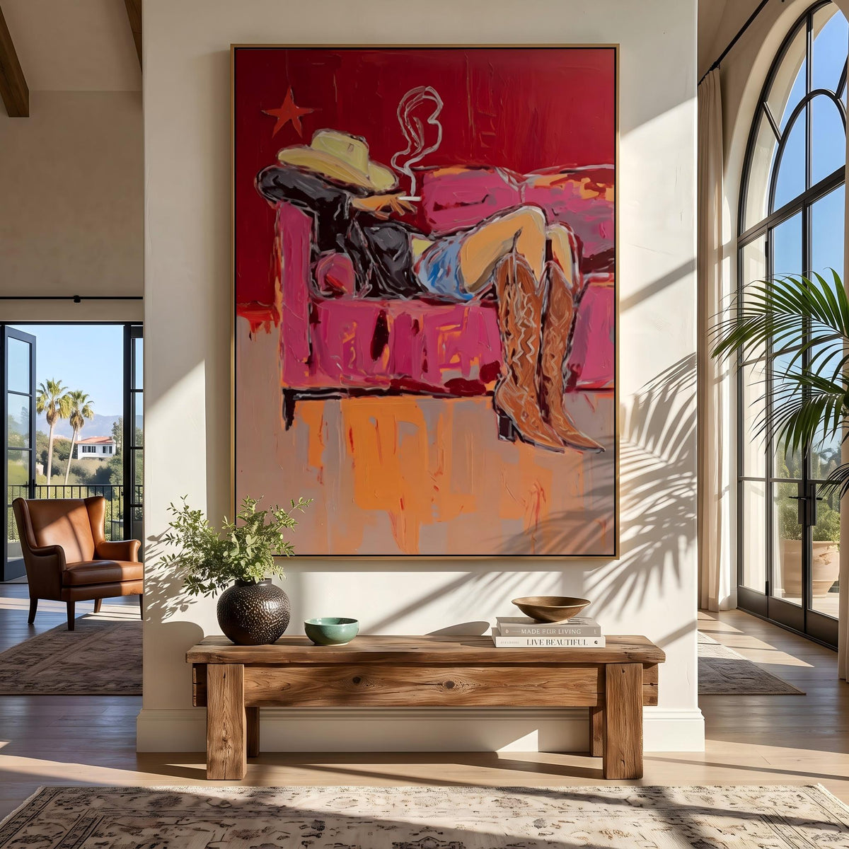 "POP Art" - Modern Heavy Impasto Western Animal Artwork | Rich Color Palette Knife Painting | Luxury Vertical Wall Art #Q 68