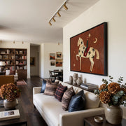 "Vintage Americana Art" - Modern Heavy Impasto Western Animal Artwork | Rich Color Palette Knife Painting | Luxury Horizontal Wall Art #Q 3