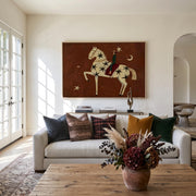 "Vintage Americana Art" - Modern Heavy Impasto Western Animal Artwork | Rich Color Palette Knife Painting | Luxury Horizontal Wall Art #Q 3