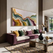"3D-Textured Art｜Color Flowing Layer" - Modern Heavy Impasto Abstract Artwork | 3D Rich Color Palette Knife Painting | Luxury Vertical Wall Art #Q 33
