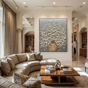 "3D-Textured Art｜Luxury 3D Blossom Wall" - Modern Heavy Impasto Floral Abstract | 3D Rich Color Palette Knife Painting | Luxury Vertical Wall Art #Q 31