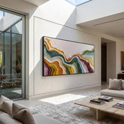 "3D-Textured Art｜Color Flowing Layer" - Modern Heavy Impasto Abstract Artwork | 3D Rich Color Palette Knife Painting | Luxury Vertical Wall Art #Q 33